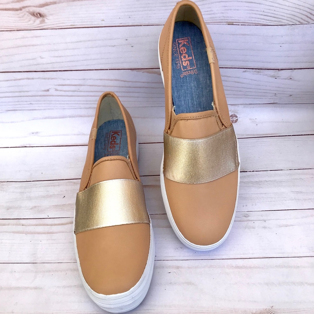 Keds Tan and Gold Women's Sneakers